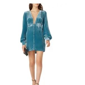 Neon Blonde Vapour Velvet and Silk dress, Blue